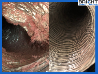 Before and after images of AC duct repair in Tampa, FL