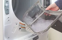 Full dryer vent line lint debris cleaning